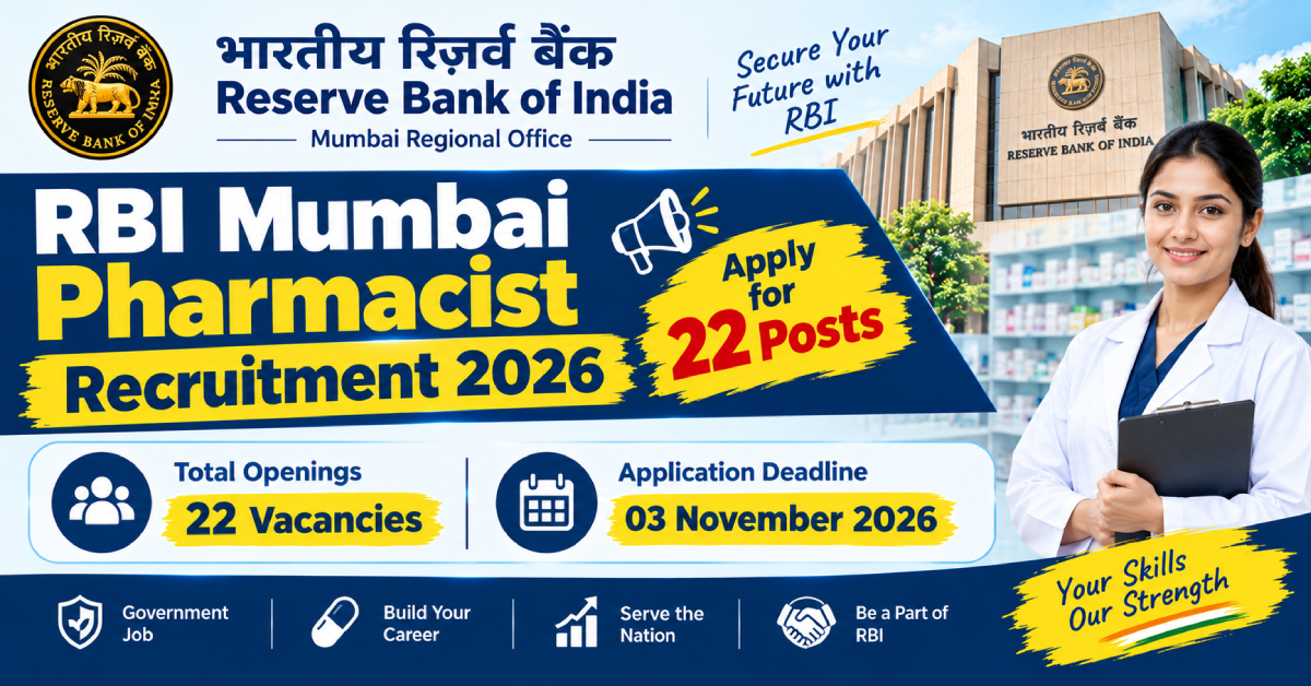 RBI Mumbai Pharmacist Recruitment 2026 Apply Online
